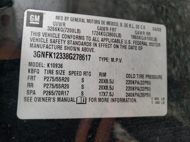 Photo 10 from auction – 2008 CHEVROLET AVALANCHE with VIN 3GNFK12338G278617