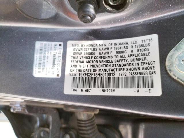 Photo 10 from auction – 2017 HONDA CIVIC EX with VIN 19XFC2F75HE010012