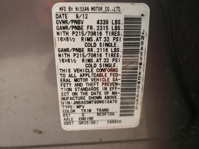 Photo 10 from auction – 2013 NISSAN ROGUE S with VIN JN8AS5MT9DW010470