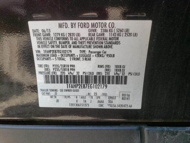 Photo 10 from auction – 2014 FORD TAURUS SEL with VIN 1FAHP2E87EG102179