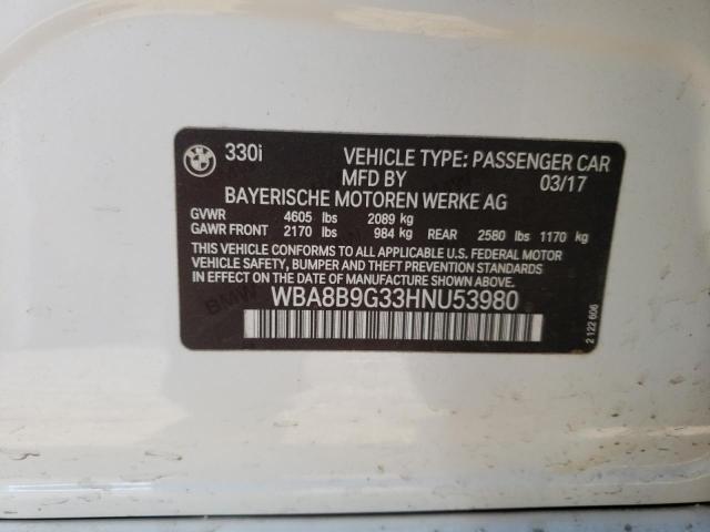 Photo 10 from auction – 2017 BMW 330 I with VIN WBA8B9G33HNU53980