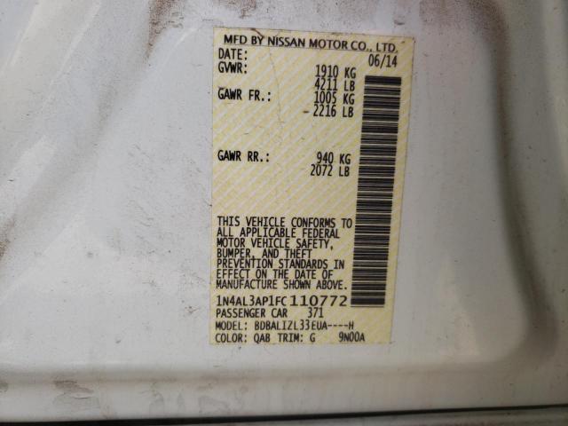 Photo 10 from auction – 2015 NISSAN ALTIMA 2.5 with VIN 1N4AL3AP1FC110772