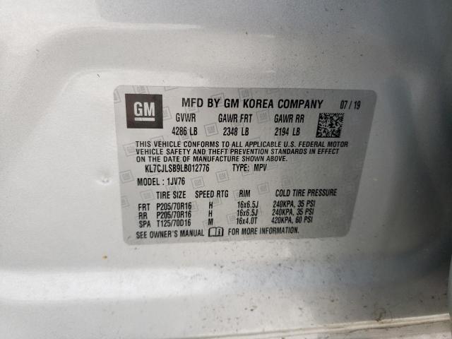 Photo 10 from auction – 2020 CHEVROLET TRAX 1LT with VIN KL7CJLSB9LB012776