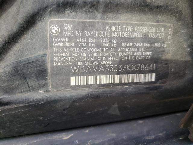 Photo 10 from auction – 2007 BMW 328 I with VIN WBAVA33537KX78641