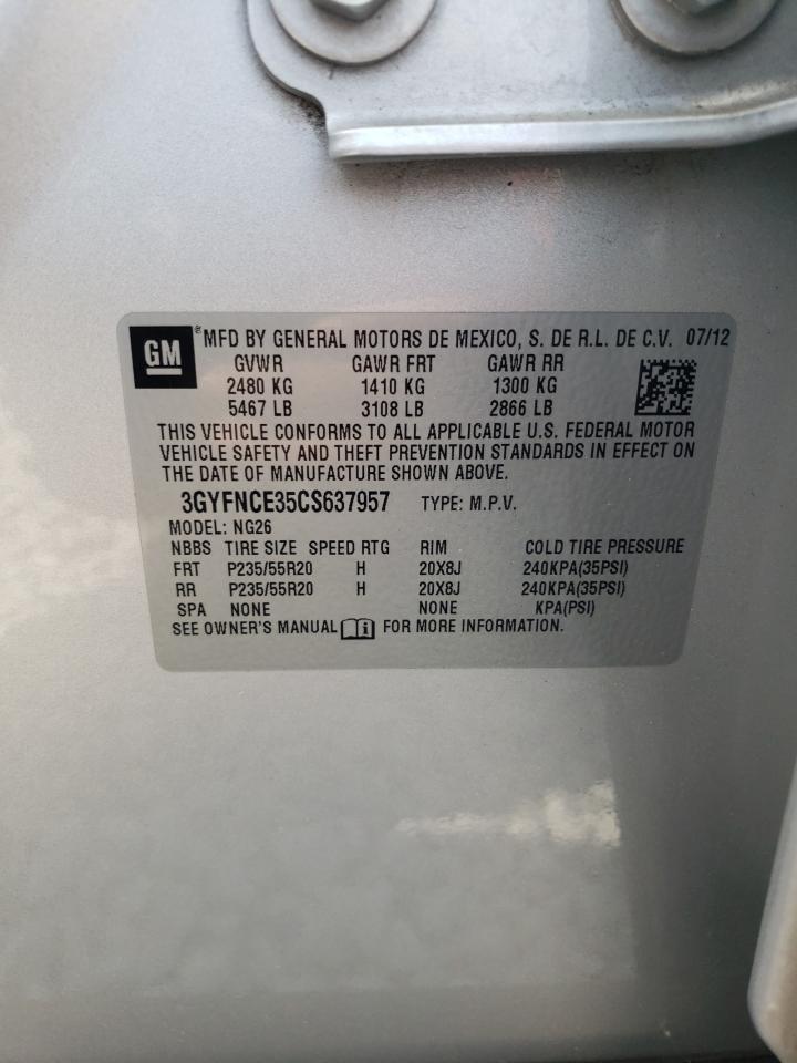Photo 10 from auction – 2012 CADILLAC SRX PREMIU with VIN 3GYFNCE35CS637957