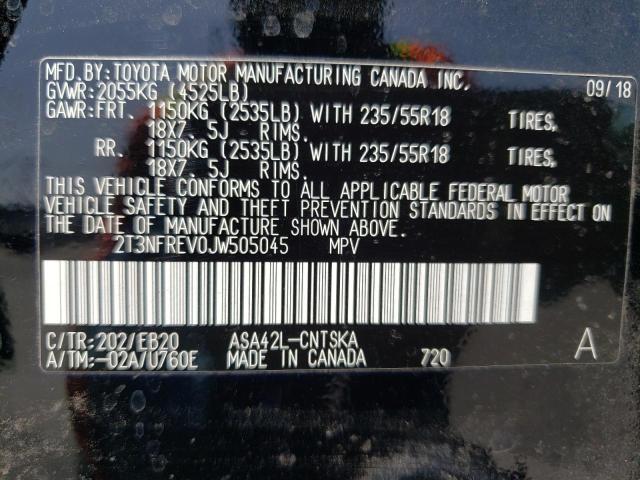 Photo 10 from auction – 2018 TOYOTA RAV4 SE with VIN 2T3NFREV0JW505045