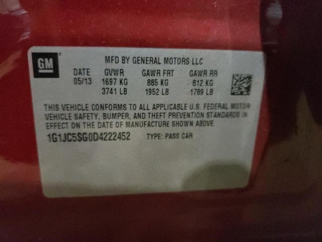 Photo 10 from auction – 2013 CHEVROLET SONIC LT with VIN 1G1JC5SG0D4222452