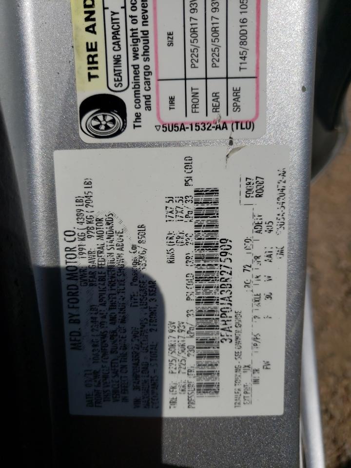 Photo 11 from auction – 2011 FORD FUSION SEL with VIN 3FAHP0JA3BR275909