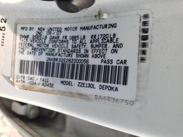 Photo 10 from auction – 2008 TOYOTA COROLLA CE with VIN 1NXBR32E28Z000056