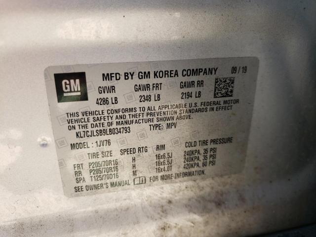 Photo 10 from auction – 2020 CHEVROLET TRAX 1LT with VIN KL7CJLSB9LB034793