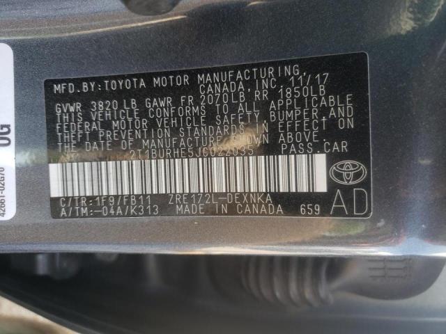 Photo 10 from auction – 2018 TOYOTA COROLLA L with VIN 2T1BURHE5JC022035