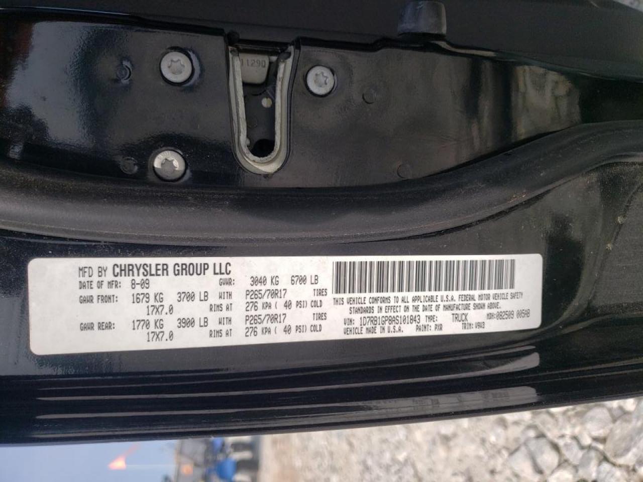 Photo 10 from auction – 2010 DODGE RAM 1500 with VIN 1D7RB1GP8AS101843