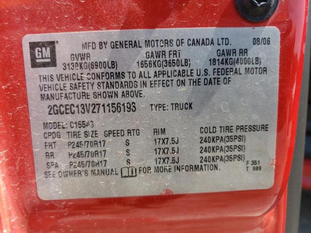 Photo 10 from auction – 2007 CHEVROLET SILVERADO with VIN 2GCEC13V271156193