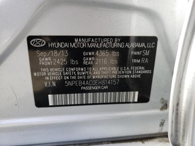 Photo 10 from auction – 2014 HYUNDAI SONATA GLS with VIN 5NPEB4AC0EH814157