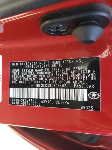 Photo 10 from auction – 2011 TOYOTA CAMRY BASE with VIN 4T1BF3EKXBU614483