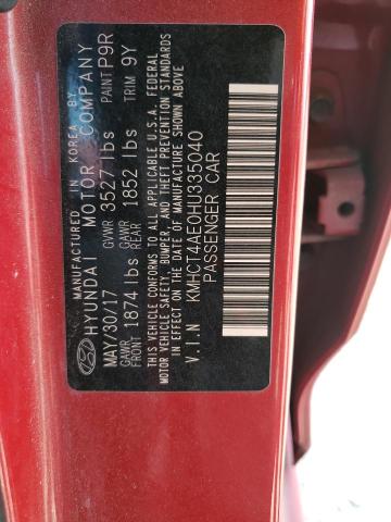 Photo 10 from auction – 2017 HYUNDAI ACCENT SE with VIN KMHCT4AE0HU335040