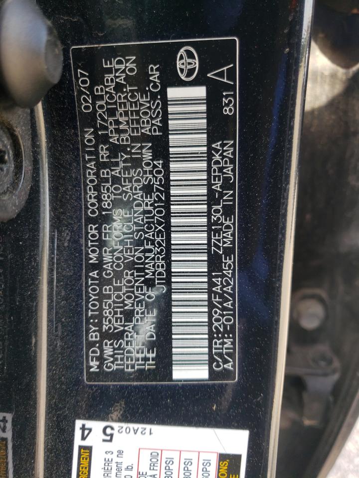 Photo 10 from auction – 2007 TOYOTA COROLLA CE with VIN JTDBR32EX70127504