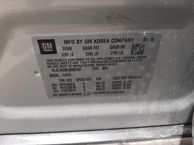 BUICK ENCORE PRE 2018 with VIN KL4CJASB6JB692487 - Photo from auction