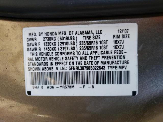 Photo 10 from auction – 2006 HONDA ODYSSEY with VIN 5FNRL38798B022643