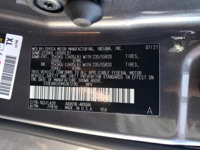 Photo 10 from auction – 2021 TOYOTA HIGHLANDER with VIN 5TDEBRCH5MS061790