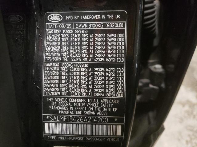 Photo 10 from auction – 2006 LAND ROVER RANGE ROVE with VIN SALMF13426A214200