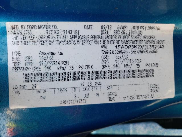 Photo 10 from auction – 2013 FORD FOCUS SE with VIN 1FADP3K2XDL352140