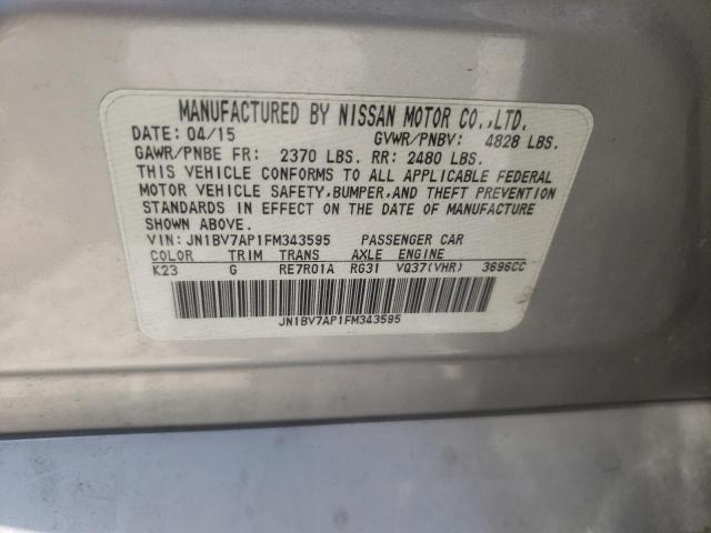 Photo 10 from auction – 2015 INFINITI Q50 BASE with VIN JN1BV7AP1FM343595
