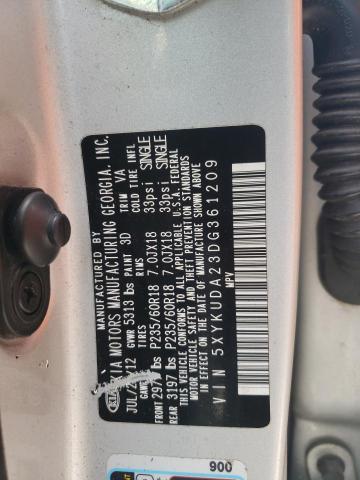 Photo 10 from auction – 2013 KIA SORENTO EX with VIN 5XYKUDA23DG361209