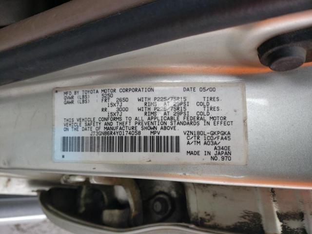Photo 10 from auction – 2000 TOYOTA 4 RUNNER with VIN JT3GN86R4Y0174058