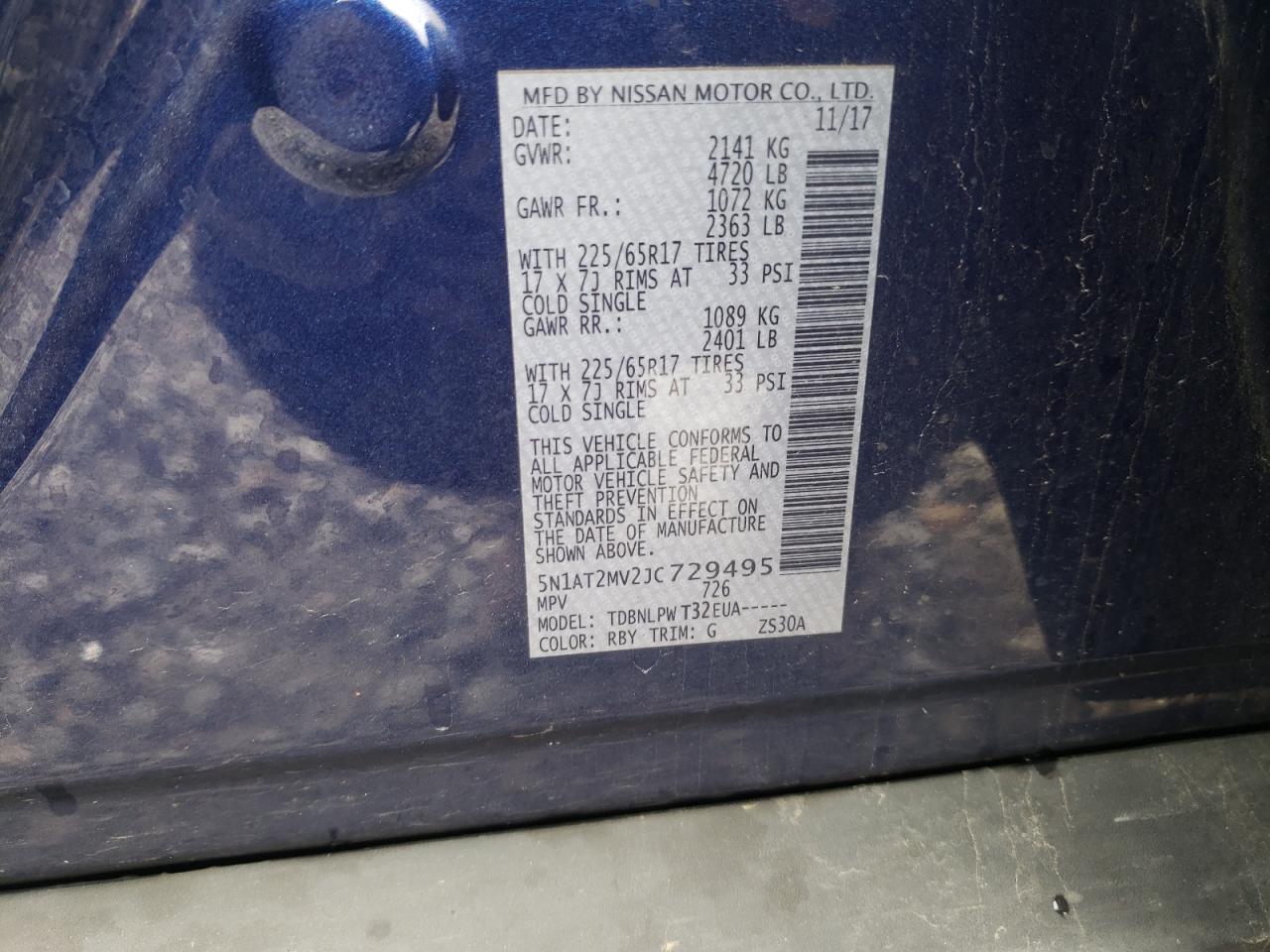 Photo 20 from auction – 2018 NISSAN ROGUE S with VIN 5N1AT2MV2JC729495