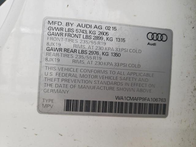Photo 10 from auction – 2015 AUDI Q5 TDI PRE with VIN WA1CMAFP9FA106763