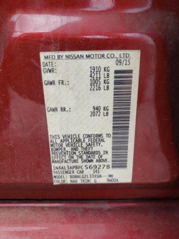 Photo 10 from auction – 2015 NISSAN ALTIMA with VIN 1N4AL3AP8FC569278