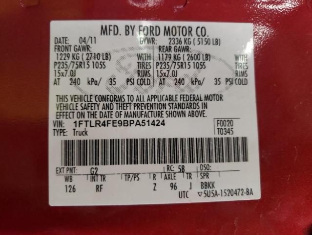 Photo 10 from auction – 2011 FORD RANGER SUP with VIN 1FTLR4FE9BPA51424