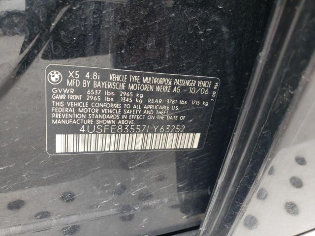 Photo 10 from auction – 2007 BMW X5 4.8I with VIN 4USFE83557LY63252