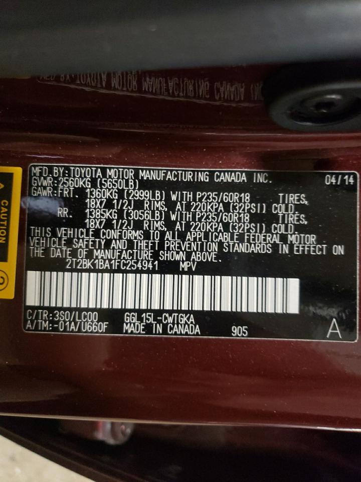 Photo 10 from auction – 2015 LEXUS RX 350 BAS with VIN 2T2BK1BA1FC254941