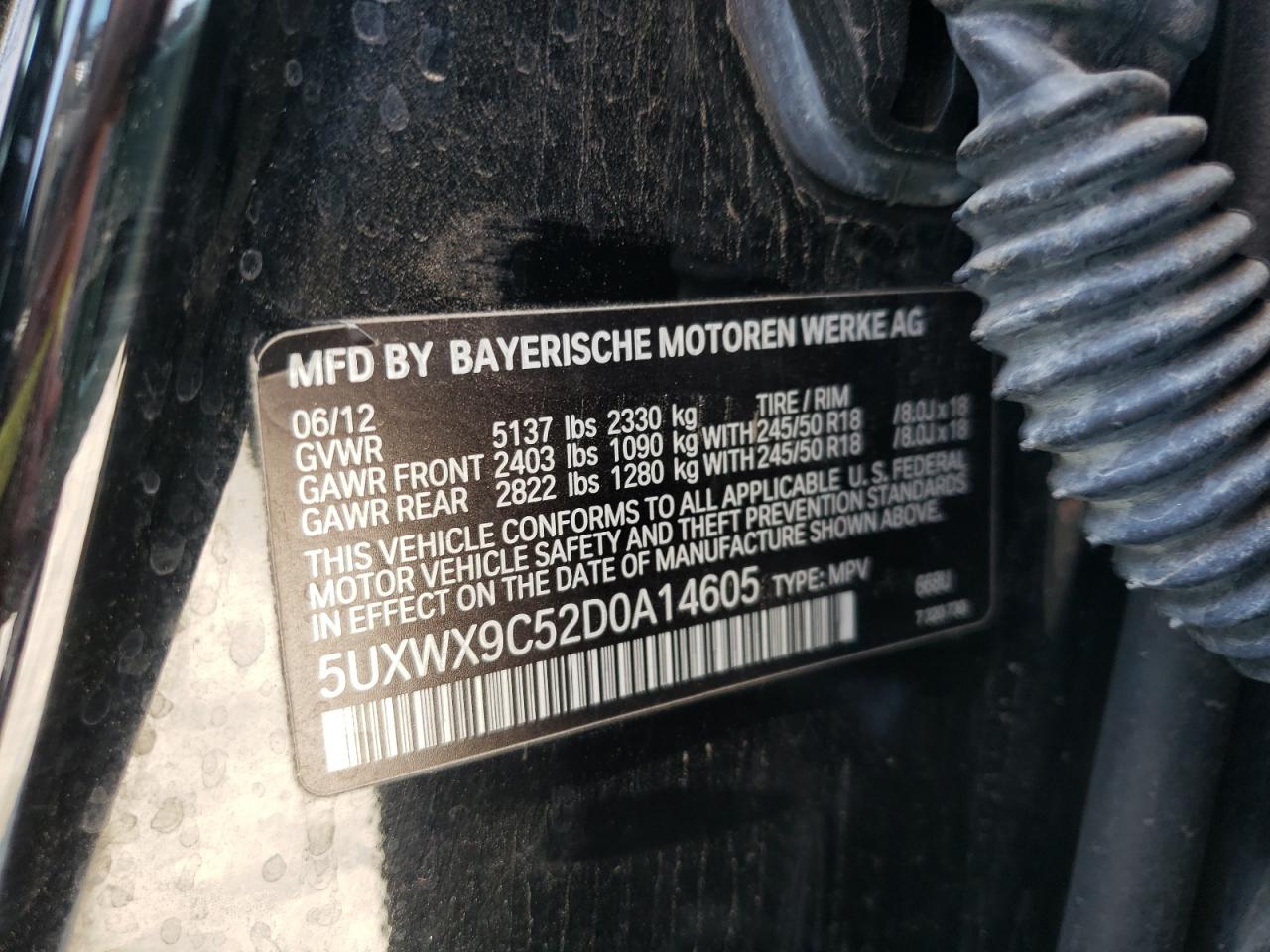 Photo 10 from auction – 2013 BMW X3 XDRIVE2 with VIN 5UXWX9C52D0A14605