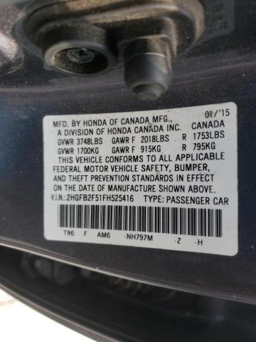 Photo 10 from auction – 2015 HONDA CIVIC LX with VIN 2HGFB2F51FH525416