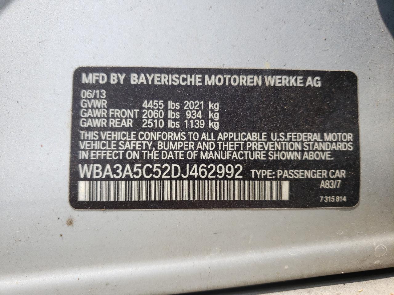 Zdjęcie 10 z aukcji – 2013 BMW 328 I z VIN WBA3A5C52DJ462992