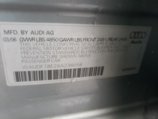 Photo 10 from auction – 2006 AUDI A4 with VIN WAUDF78E26A236058