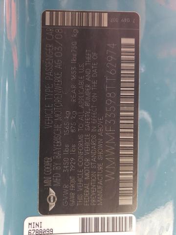 Photo 10 from auction – 2008 MINI COOPER with VIN WMWMF33598TT62974