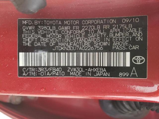 Photo 10 from auction – 2010 TOYOTA PRIUS with VIN JTDKN3DU7A0226756