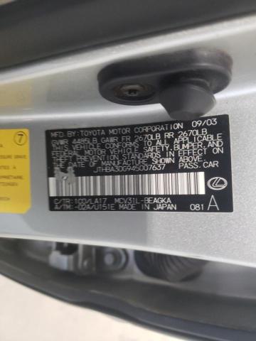 Photo 10 from auction – 2004 LEXUS ES 330 with VIN JTHBA30G945007637