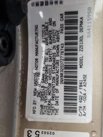 Photo 10 from auction – 2007 TOYOTA COROLLA CE with VIN 1NXBR32E07Z778743