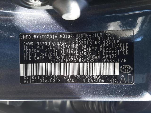 Photo 10 from auction – 2016 TOYOTA COROLLA L with VIN 2T1BURHE9GC659762