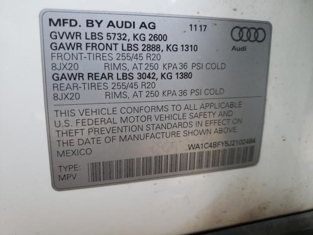 Photo 10 from auction – 2018 AUDI SQ5 PRESTI with VIN WA1C4BFY5J2102484