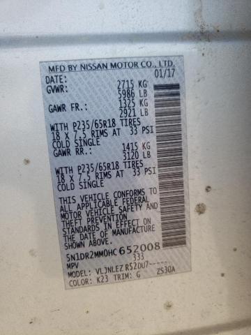 Photo 10 from auction – 2017 NISSAN PATHFINDER with VIN 5N1DR2MM0HC652008
