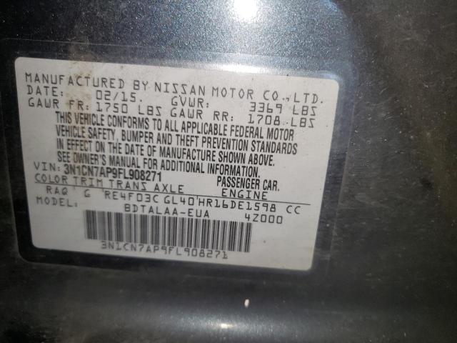 Photo 10 from auction – 2015 NISSAN VERSA S with VIN 3N1CN7AP9FL908271