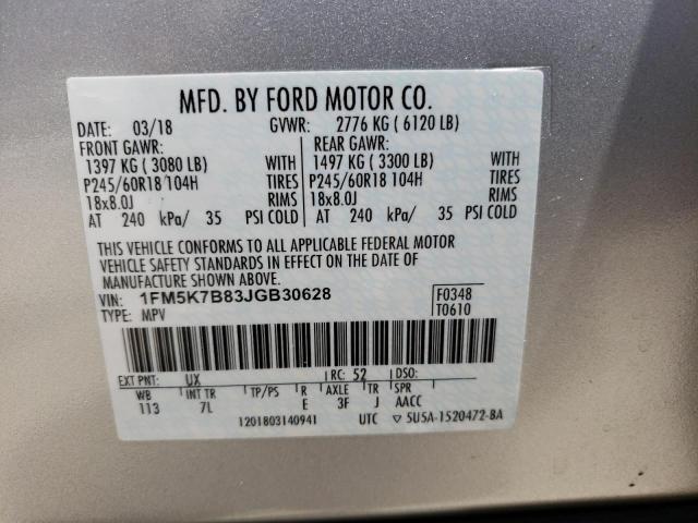 Photo 10 from auction – 2018 FORD EXPLORER with VIN 1FM5K7B83JGB30628