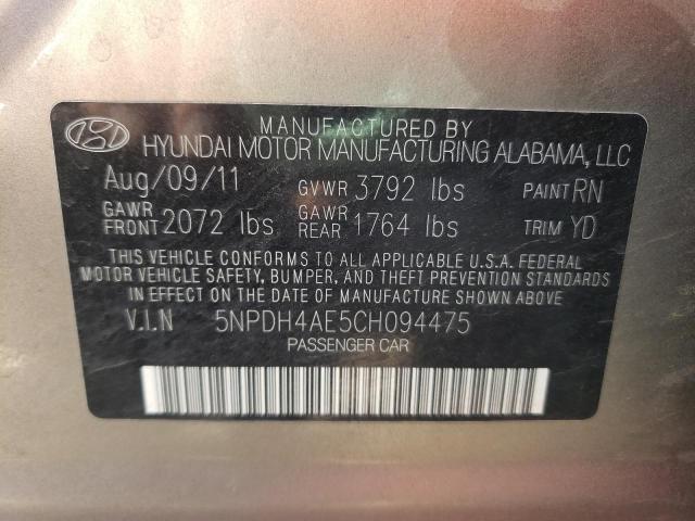 Photo 10 from auction – 2012 HYUNDAI ELANTRA GL with VIN 5NPDH4AE5CH094475