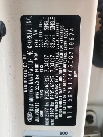 Photo 10 from auction – 2012 KIA SORENTO BA with VIN 5XYKTDA65CG219674